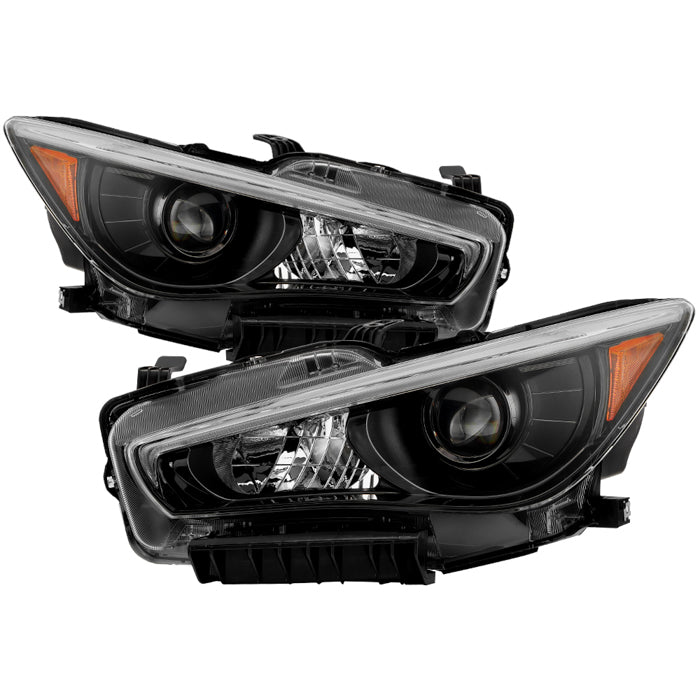 ( POE ) Infiniti Q50 14-17 4Dr HID (w/o Adaptive) Projector Headlights - Low Beam-LED ; High Beam-LED - Black