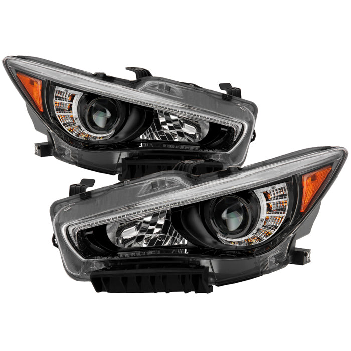( POE ) Infiniti Q50 14-17 4Dr HID (w/o Adaptive) Projector Headlights - Low Beam-LED ; High Beam-LED - OE SET