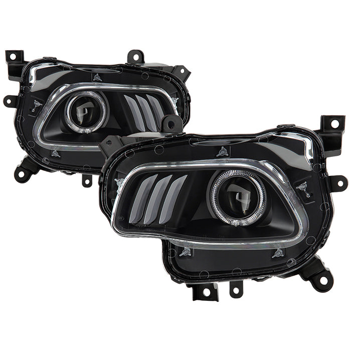 ( Akkon ) Jeep Cherokee 2014-2019 Halogen Only ( Don‘t Fit Models with Factory HID Xenon ) LED Light Bar Projector Headlights - Low Beam-H7(Included) ; High Beam-H7(Included) - Black