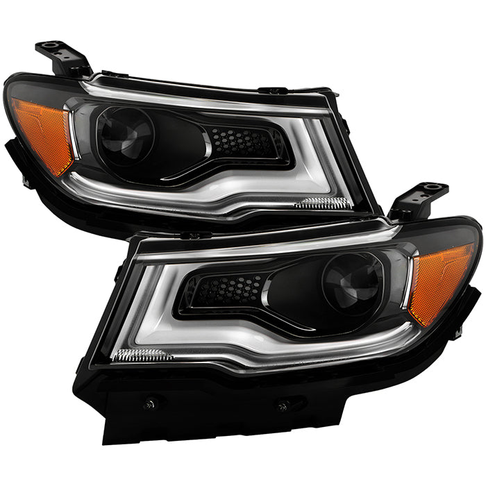 ( xTune ) Jeep Compass 17-20 LED DRL Projector Headlights - Low Beam-HB4(Included) ; High Beam-HB4(Included) ; Signal-PY21W(Included) - Black