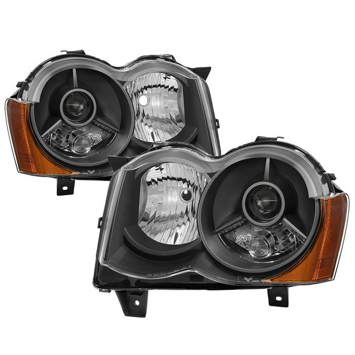 ( Akkon ) Jeep Grand Cherokee 08-10 Halogen Model Only ( Don‘t Fit HID Models ) OEM Style Projector Headlights - Black