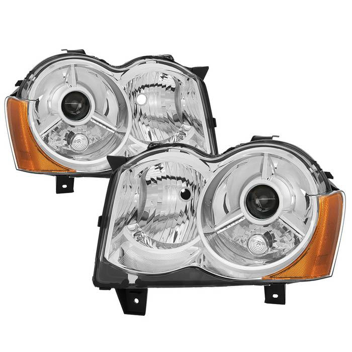 ( Akkon ) Jeep Grand Cherokee 08-10 Halogen Model Only ( Don‘t Fit HID Models ) OEM Style Projector Headlights - Chrome
