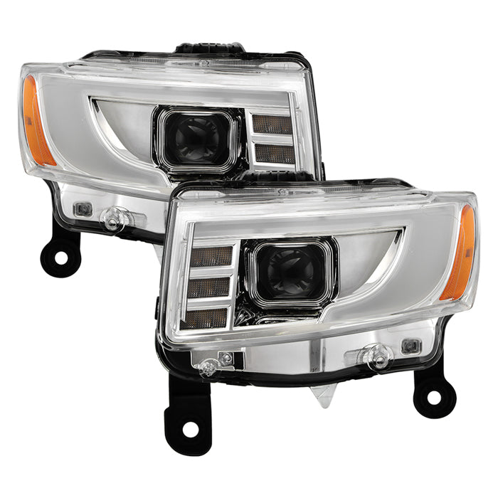 ( xTune ) Jeep Grand Cherokee 2014-2016 Led Light Bar Projector Headlights - Left and Right - Chrome