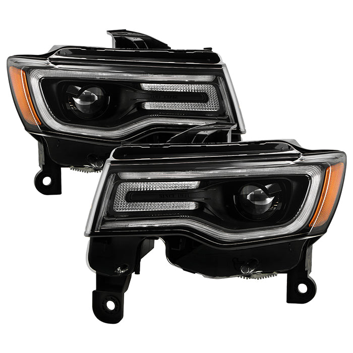 ( POE ) Jeep Grand Cherokee 17-21 (Fit Halogen Model) LED DRL Projector Headlights (Low H7  High H7) - OE Plus Black
