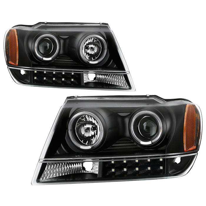 ( xTune ) Jeep Grand Cherokee 99-04 Projector Headlights - LED Halo - Low Beam-H1(Included) ; High Beam-H1(Included) ; Signal-PY21W(Not Included) - Black