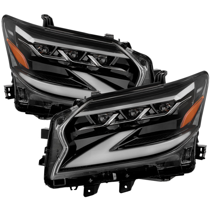 ( xtune ) Lexus GX460 14-19 (2020 LED Style) Full LED Black Housing Tri-Projector Headlights - Black