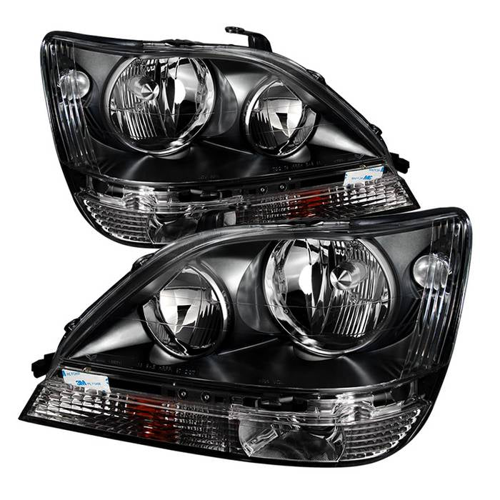 ( Akkon ) Lexus RX300 99-03 Halogen Only ( don‘t fit HID Models ) (Bulbs Not Included) Crystal Headlights - Black