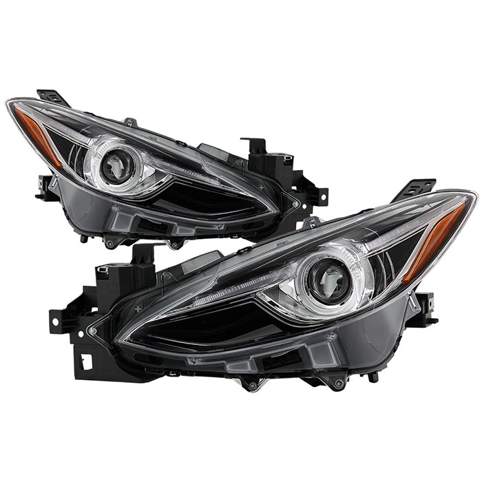 ( Akkon ) Mazda 3 Sedan 2014-2016 Halogen Models Only LED Light Bar Projector Headlights - Low Beam-H7(Included) ; High Beam-H7(Included) - Black