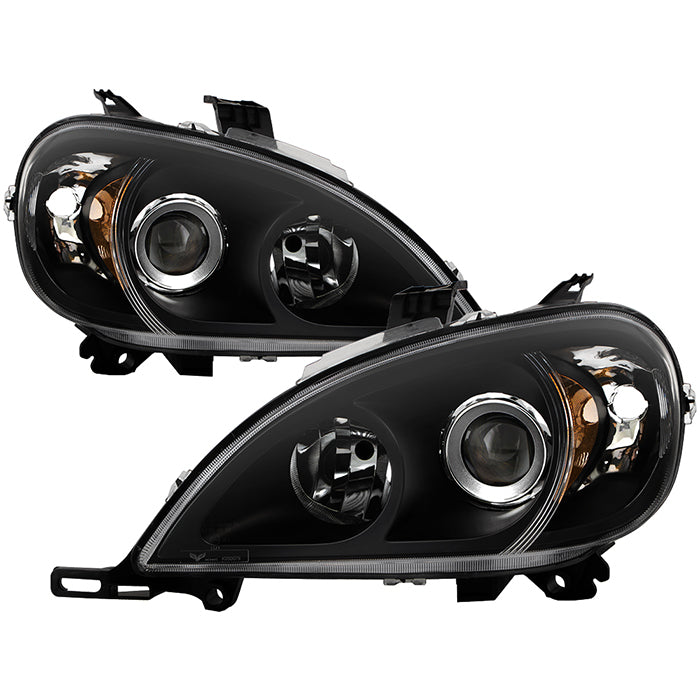 ( Akkon ) Mercedes Benz W163 ML-Class 98-01 Projectoer Headlights - Low Beam-H7(Included) ; High Beam-H7(Included) - Signal-1157A(Not Included) - Black