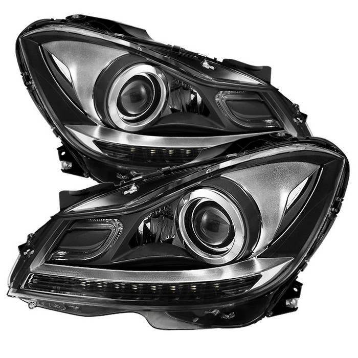 ( xTune ) Mercedes Benz C-Class 12-14 Projector Headlights - OE Style - Halogen Model Only ( Not Compatible With Xenon/HID Model ) - Black