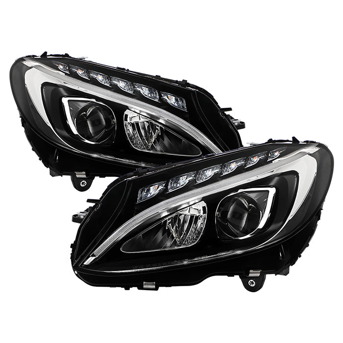 ( POE ) Mercedes Benz C Class W205 15-18 Full LED Headlights (For Halogen Model only) - Black