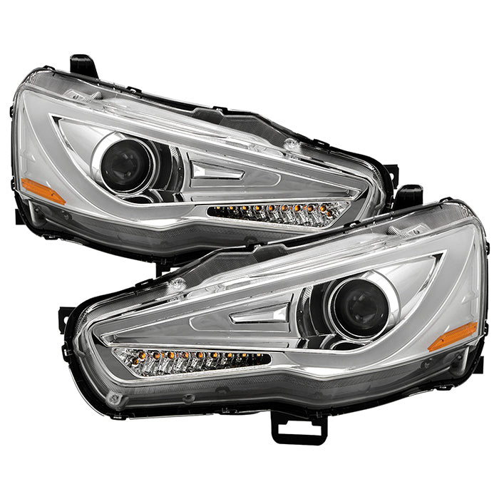 ( Akkon ) Mitsubishi Lancer / EVO-10 08-17 Projector Headlights - Halogen Model Only ( Not Compatible With Xenon/HID Model ) DRL Light Bar Projector Headlights - Chrome