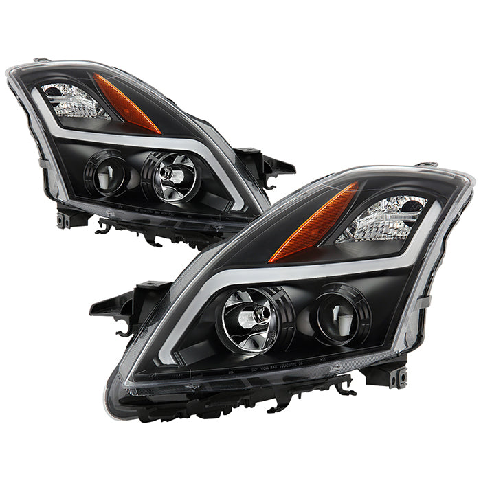 ( Akkon ) Nissan Altima 07-09 Sedan Halogen Model Only ( Not Compatible With Xenon/HID Model ) LED Light Bar Projector Headlights - Low Beam - H7(Included) ; High Beam - H1(Included) ; Signal - 3457(Included) - Black