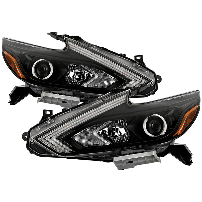 ( xTune ) Nissan Altima 16-18 4Dr (OE Style) Switch Black LED Signal DRL Halogen Headlights - Low Beam-H11(Included) ; High Beam-H9(Included) ; Signal-LED(Included) - Black
