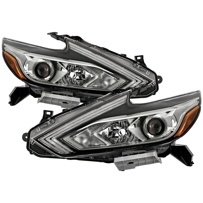 ( xTune ) Nissan Altima 16-18 4Dr (OE Style) Switch Black LED Signal DRL Halogen Headlights - Low Beam-H11(Included) ; High Beam-H9(Included) ; Signal-LED(Included) - Chrome
