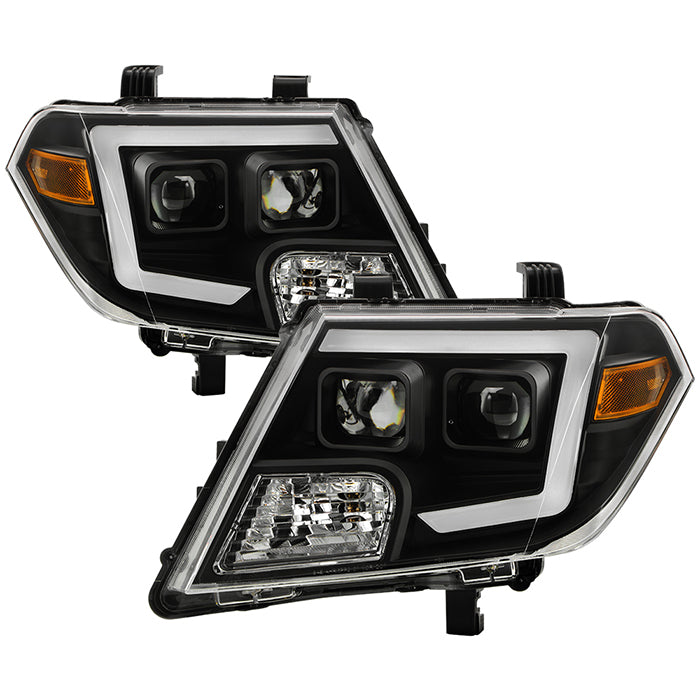 ( xTune ) Nissan Frontier 2009-2020 Projector Headlights - Light Bar DRL - Low Beam-H7(Included) ; High Beam-H9(Included) ; Signal-7444NA(Included) - Black