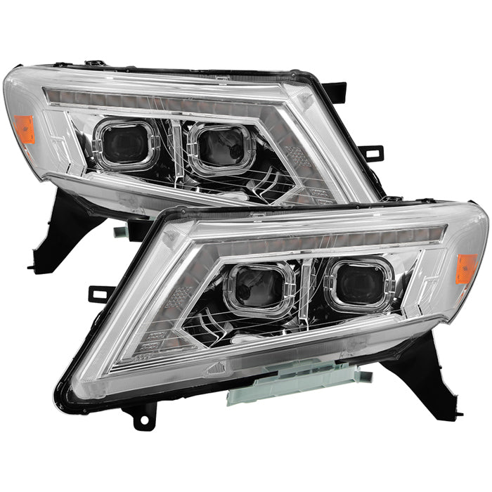 ( Akkon ) Nissan Pathfinder 2013-2016 ( Halogen Models ) LED Light Bar Projector Headlights With Sequential Turn Signal - Chrome