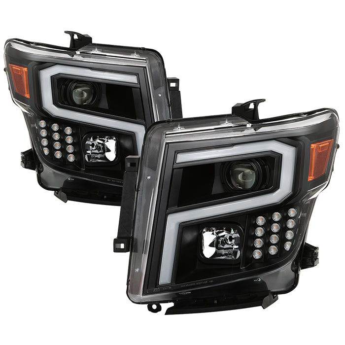 ( Akkon ) Nissan Titan 2016-2024 Halogen Only ( Do not fit Xenon HID Models ) Projector Headlights - Hi Beam included - H1   Lo Beam included -H7   Signal included - LED- Light Bar DRL - Black