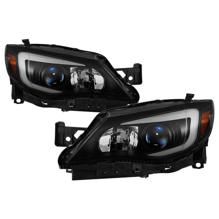 ( Akkon ) Subaru Impreza WRX Halogen Only 2008-2014 ( Not Compatible With Xenon/HID Model ) - DRL Light Bar Projector Headlights w/Switchback Turn Signal - Black Smoked