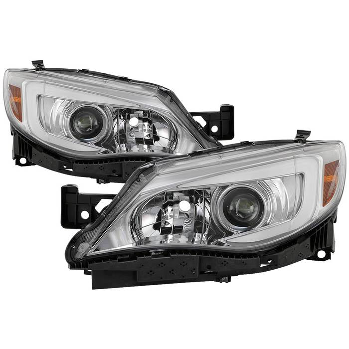 ( Akkon ) Subaru Impreza WRX Halogen Only 2008-2014 ( Not Compatible With Xenon/HID Model ) - DRL Light Bar Projector Headlights w/Switchback Turn Signal - Chrome