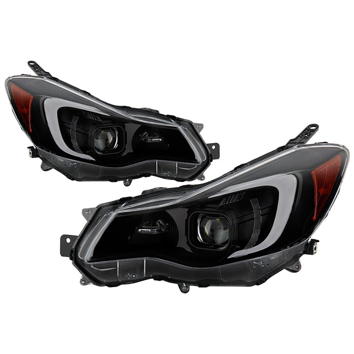 ( Akkon ) Subaru Impreza 12-16 / XV Crosstrek 13-14 DRL LED Light Bar Projector Headlights -  Low Beam-H9(Included) ; High Beam-H9(Included) ; Signal-7440A(Included) - Black Smoked