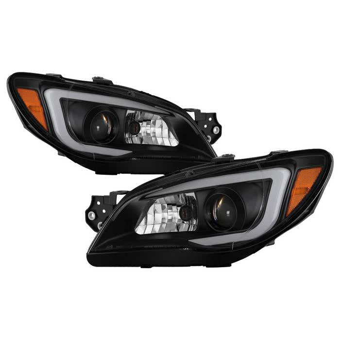( Akkon ) Subaru Impreza WRX 2006-2007 Projector Headlights - Halogen Model Only ( Not Compatible With Xenon/HID Model ) - Light Bar DRL - Black