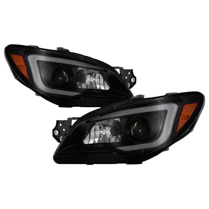 ( Akkon ) Subaru Impreza WRX 2006-2007 Projector Headlights - Halogen Model Only ( Not Compatible With Xenon/HID Model ) - Light Bar DRL - Black Smoked