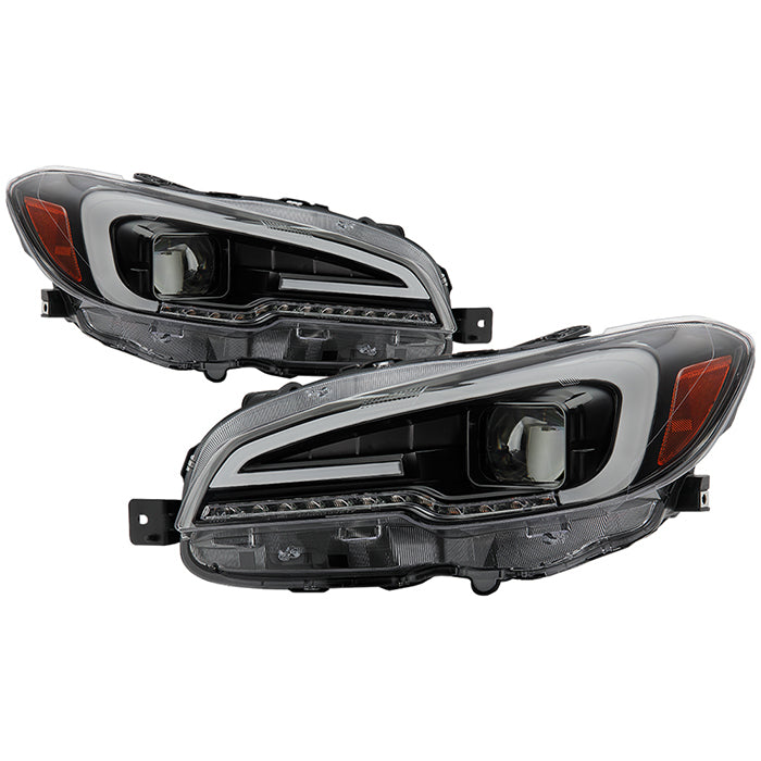 ( Akkon ) Subaru WRX 2015-2018 Projector Headlights - Halogen Model - Light Bar DRL - Low Beam-H9(Included) ; High Beam-H9(Included) ; Signal-LED - Black Smoked
