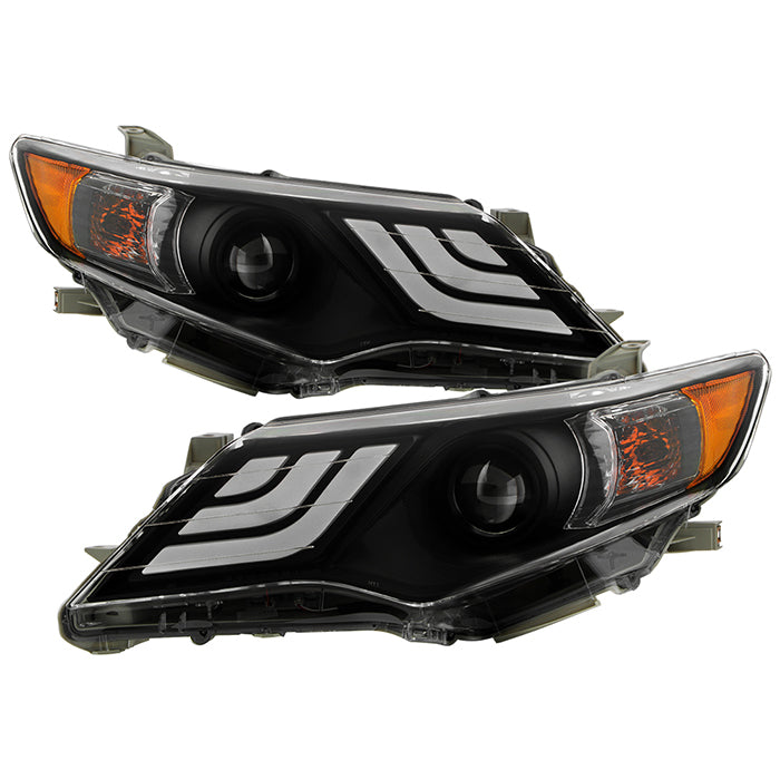 ( xTune ) Toyota Camry 12-14 w/LED DRL Halogen Projector Headlights - Low Beam-H11(Included) ; High Beam-H11(Included) ; Singal-7444NA(Included) - Black