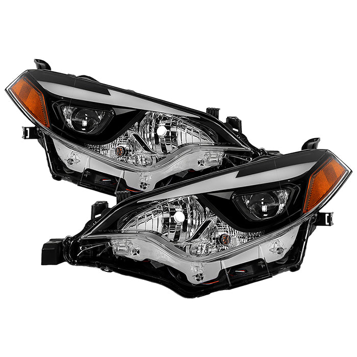 ( XTune ) Toyota Corolla 14-16 w/LED DRL (OE Style) Headlights - Low Beam-LED ; High Beam-HB3(Included) ; Signal-7444NA(Included) - Black with Chrom