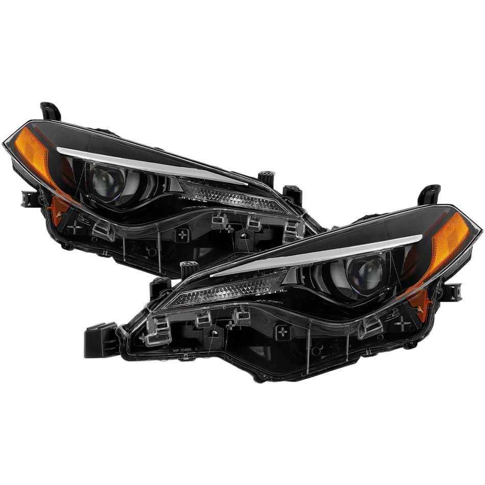 ( OE ) Toyota Corolla 17-19 LED Single Projector Headlights - Low Beam-LED ; High Beam-LED ; Signal-7444NA(Included) - OE All Black SET