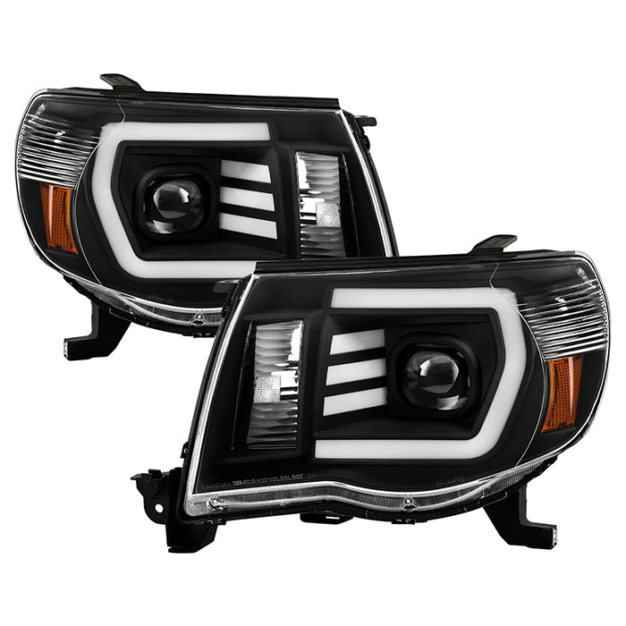 ( xTune ) Toyota Tacoma 05-11 LED Light Bar Projector Headlights - Low Beam-H7(Included) ; High Beam-H7(Included) ; Signal-4157NAK(Not Included) - Black
