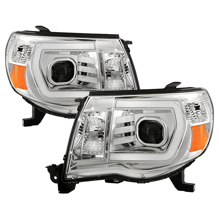 ( xTune ) Toyota Tacoma 05-11 LED Light Bar Projector Headlights - Low Beam-H7(Included) ; High Beam-H7(Included) ; Signal-4157NAK(Not Included) - Chrome