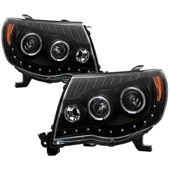( xTune ) Toyota Tacoma 05-11 Halo Projector Headlights - Low Beam-H1(Included) ; High Beam-H1(Included) ; Signal-4157NA(Not Included) - Black