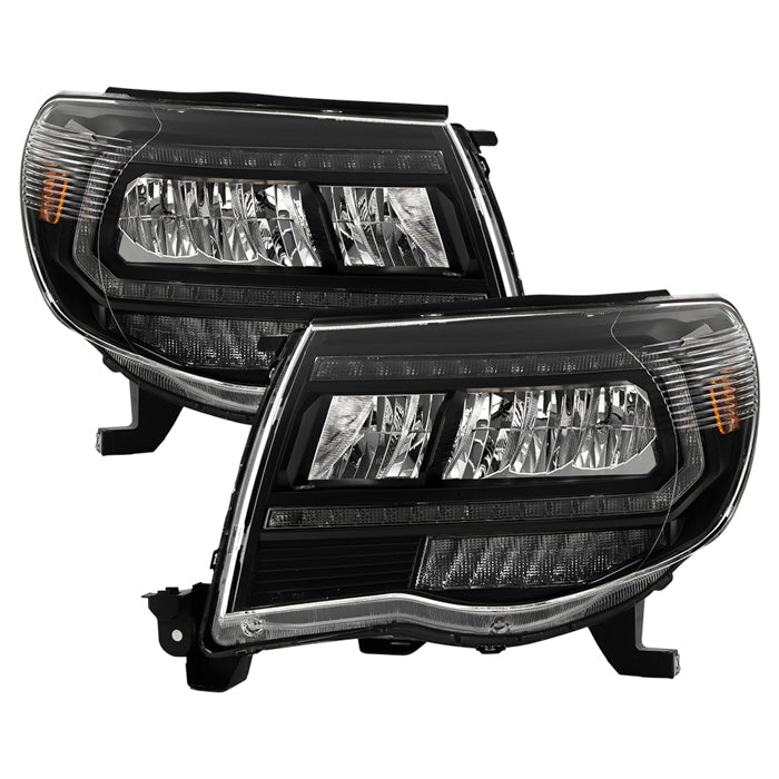 ( Akkon ) Toyota Tacoma 05-11 Full LED Headlights With Light Bar DRL - Black ( High Beam - LED   Low Beam - LED )