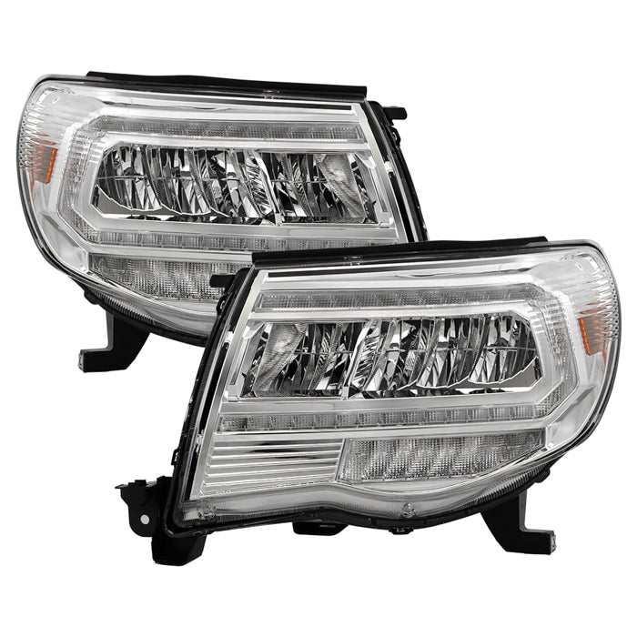 ( Akkon ) Toyota Tacoma 05-11 Full LED Headlights With Light Bar DRL - Chrome ( High Beam - LED   Low Beam - LED )