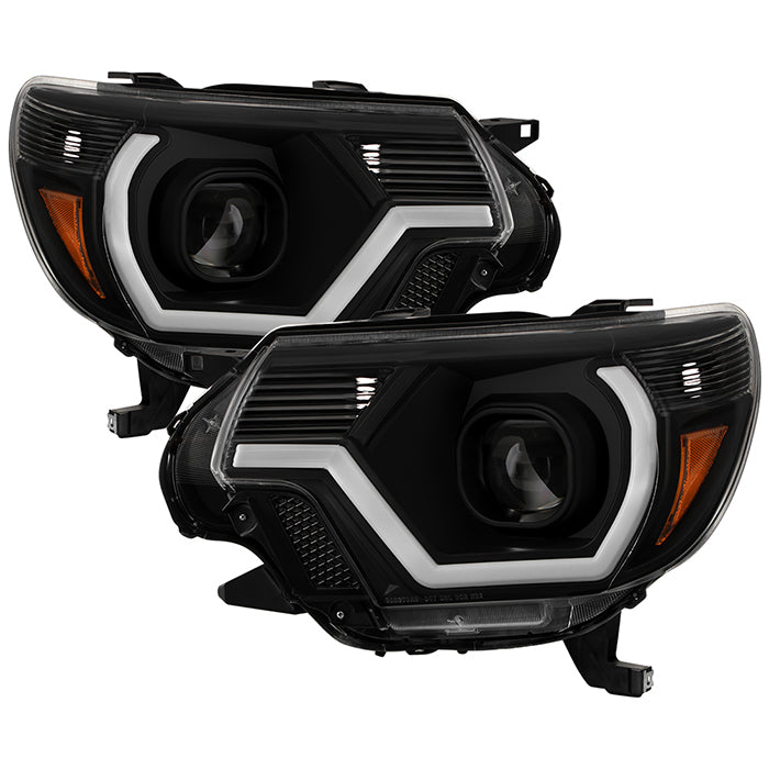 ( xTune ) Toyota Tacoma 2012-2015 Projector headlights with Light Bar - Low Beam-H7(Included) ; High Beam-H7(Included) ; Signal-4157NA(Not included) - Black