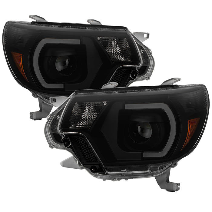 ( Akkon ) Toyota Tacoma 12-15 Projector Headlights - Light Bar DRL - Low Beam-H9(Not Included) ; High Beam-H9(Not Included) ; Signal-3457NA(Included) - Black Smoked
