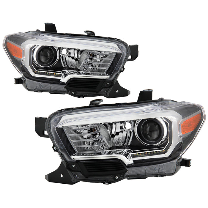 ( POE ) Toyota Tacoma 2016-2022 SR & SR5 Models only ( Don‘t Fit TRD Models ) Switch Black LED DRL Projector Headlights - Low Beam-H11(Not Included) ; High Beam-H9(Not Included) ; Signal-7440A(Not Included) - Chrome