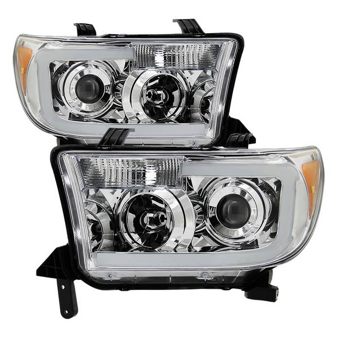( xTune ) Toyota Tundra 07-13 / Toyota Sequoia 08-13 LED Light Bar Projector Headlights - Chrome