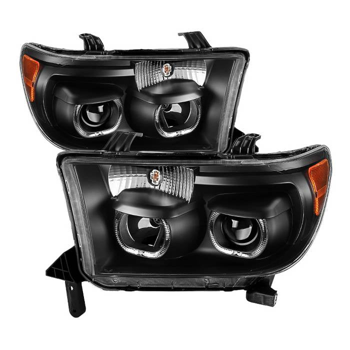 ( Akkon ) Toyota Tundra 07-13 / Toyota Sequoia 08-13 Projector Headlights - Eliminates AFS function - LED Halo - Black