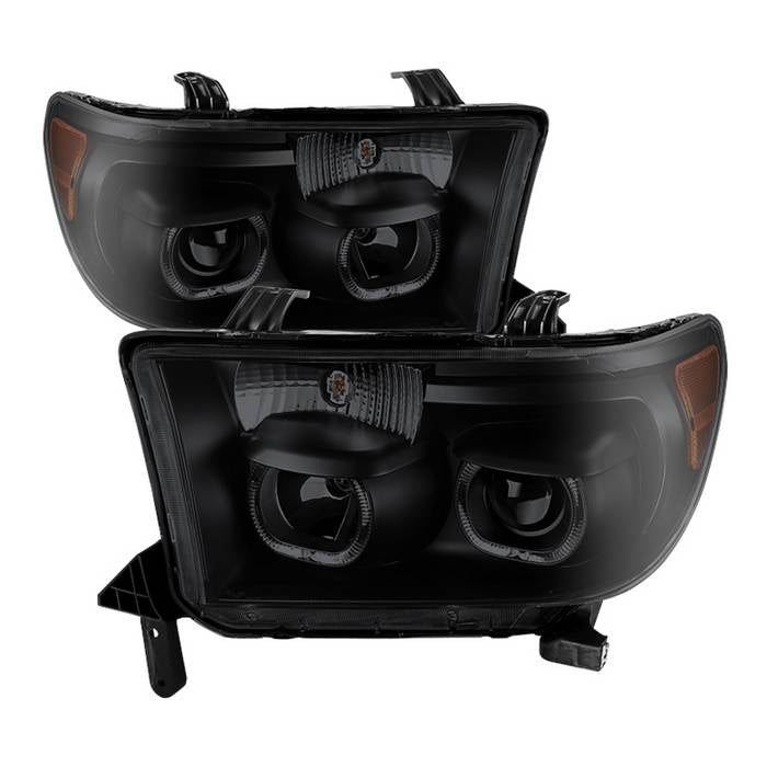 ( Akkon ) Toyota Tundra 07-13 / Toyota Sequoia 08-13 Projector Headlights - Eliminates AFS function - LED Halo - Black Smoked