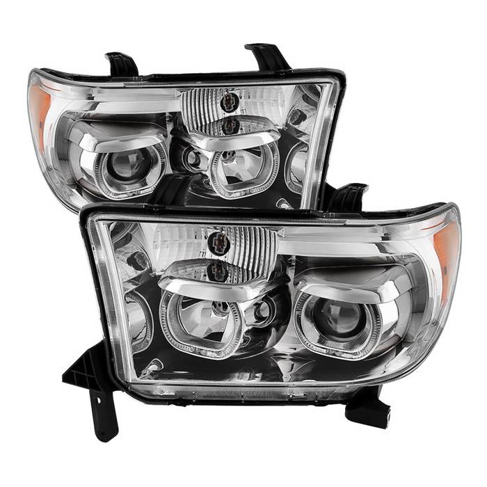 ( Akkon ) Toyota Tundra 07-13 / Toyota Sequoia 08-13 Projector Headlights - Eliminates AFS function - LED Halo - Chrome