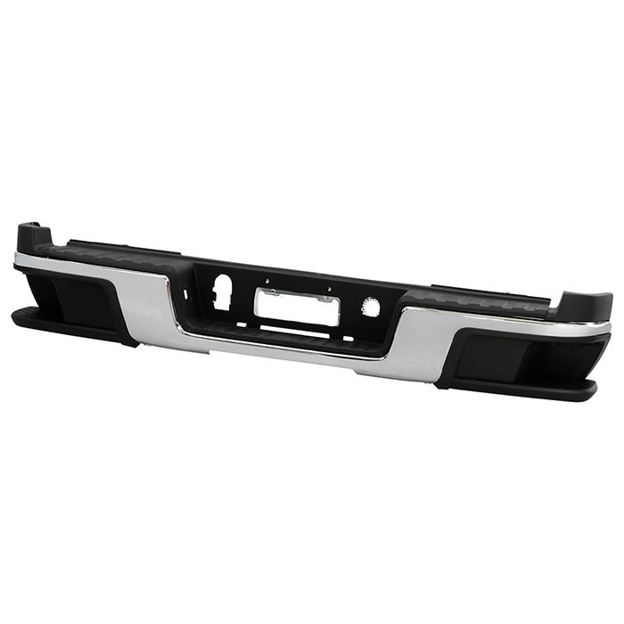 ( xTune ) Chevy Colorado 15-19 / GMC Canyon 15-19 w/o Parking Sensor Holes Rear Bumper Assembly ( Step Pad and Side Bumper End Included ) ( Compatible without Parking Sensor Model Only ) - Chrome (Part Link # GM1103181   OEM # 84190118 )