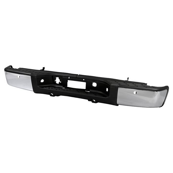 ( xTune ) Chevy Silverado 1500 07-13 / GMC Sierra 1500 07-13 with Parking Sensors Hole Models Only ( Don‘t Fit 2500/3500 models ) OEM Style Steel Rear Bumper - Chrome ( Brackets  Hardware  And Step Pads All Included ) ( OEM Part # GM1103148 )