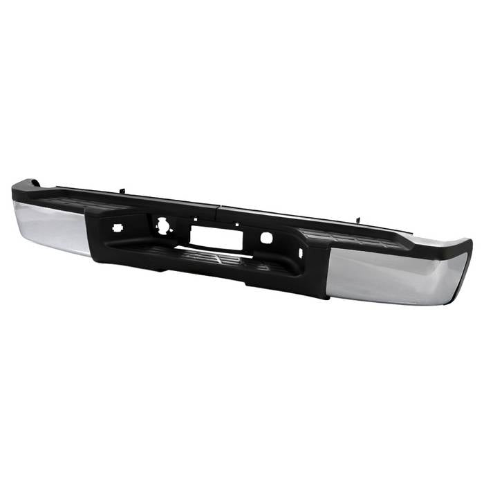 ( xTune ) 07-10 Silverado/Sierra 2500HD/3500HD (Excludes 1500, Park Assist, DRW) OEM Style Steel Rear Bumper - Chrome ( Brackets  Hardware  And Step Pads All Included )