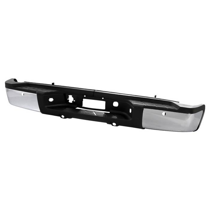 ( xTune ) 07-10 Silverado/Sierra 2500HD/3500HD (Excludes 1500, Park Assist, DRW) OEM Style Steel Rear Bumper - Chrome ( Brackets  Hardware  And Step Pads All Included )