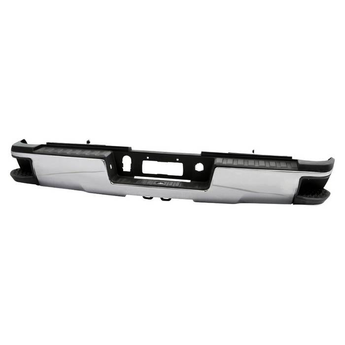 ( xTune ) Chevy 2500HD 3500HD 15-19 / GMC Sierra 2500HD 3500HD 15-19 ( Don‘t Fit Models with Park Assist Sensor Holes )( Come with Corner Steps  Hitch Bar Bracket and Step Pads ) Rear Steel Bumper - Chrome ( Part Link # GM1103185  OEM # 84077955-PFM )