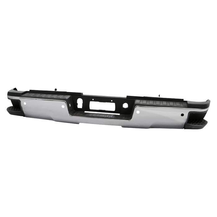 ( xTune ) Chevy 2500HD 3500HD 15-19 / GMC Sierra 2500HD 3500HD 15-19 ( Come with Corner Steps  Park Assist Sensor Holes   Bracket and Step Pads )( Park Assist Sensors NOT Included ) Rear Steel Bumper - Chrome ( Part Link # GM1103183  OEM # 84077957-PFM )