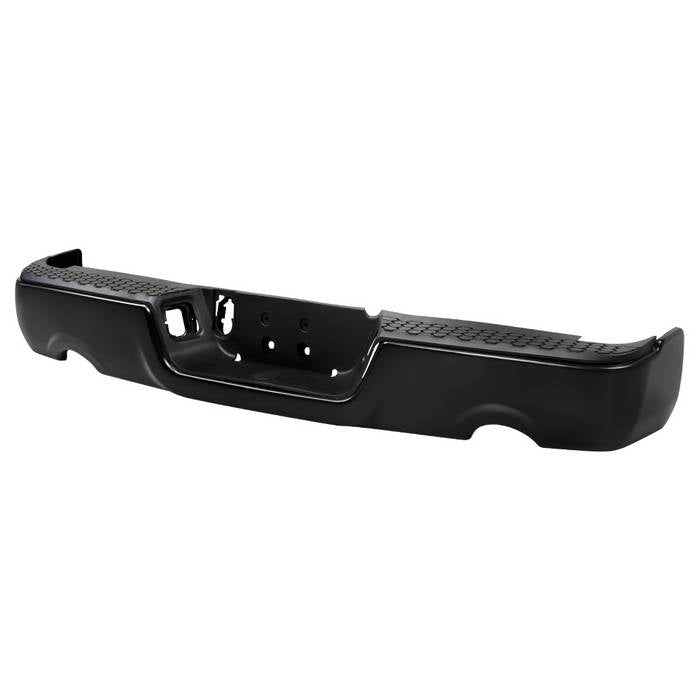 ( xTune ) Dodge Ram 1500 09-18 with Dual Exhaust Models Only ( Don‘t Fit Models with Parking Senor Hole ) OEM Style Steel Rear Bumper - Black ( Brackets  Hardware  And Step Pads All Included ) ( OEM Part # CH1103123 )